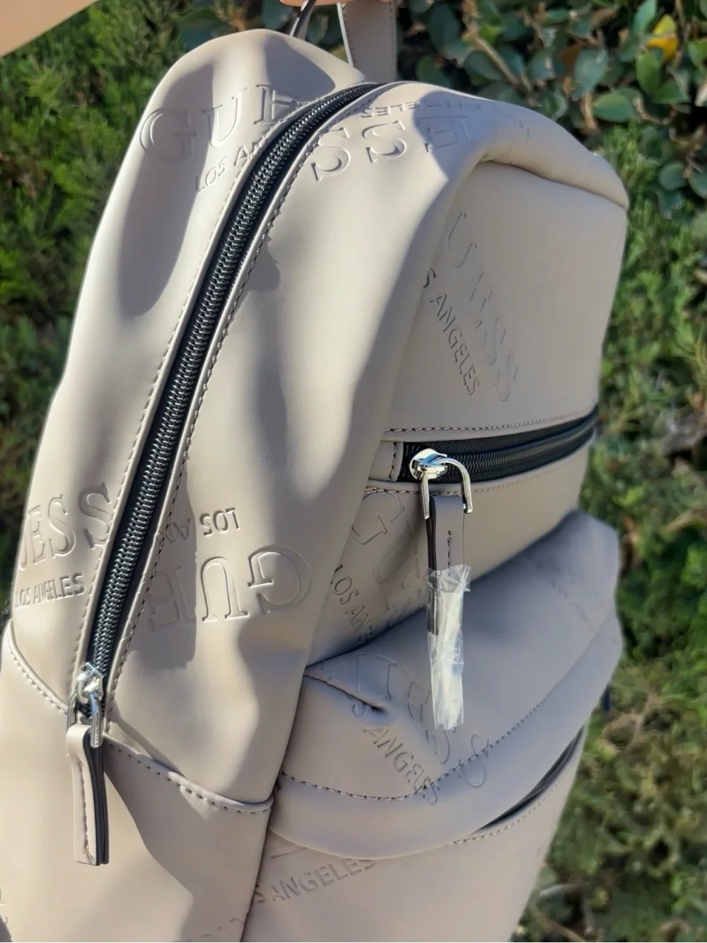 GUESS Cream Embossed Logo Men's Backpack